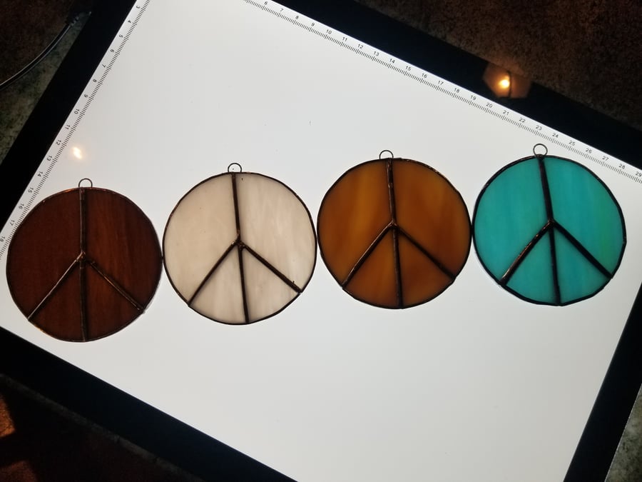 Image of Peace sign set- stained glass