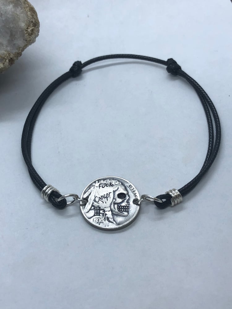 Image of Fuck Cancer Skull Coin Bracelet 