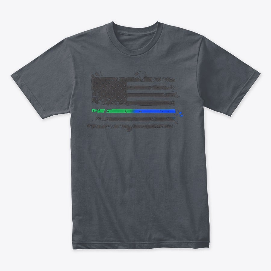 Image of BLUE/GREEN LINE ~ SUPPORT YOUR LAW ENFORCEMENT TEE