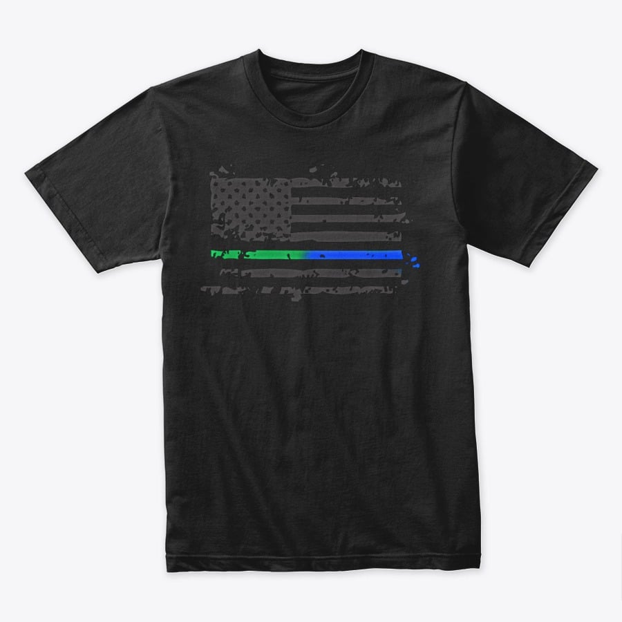 Image of BLUE/GREEN LINE ~ SUPPORT YOUR LAW ENFORCEMENT TEE