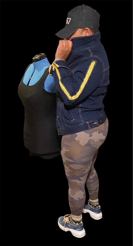 Image of Dark Rinse Denim zippered sleeve jacket