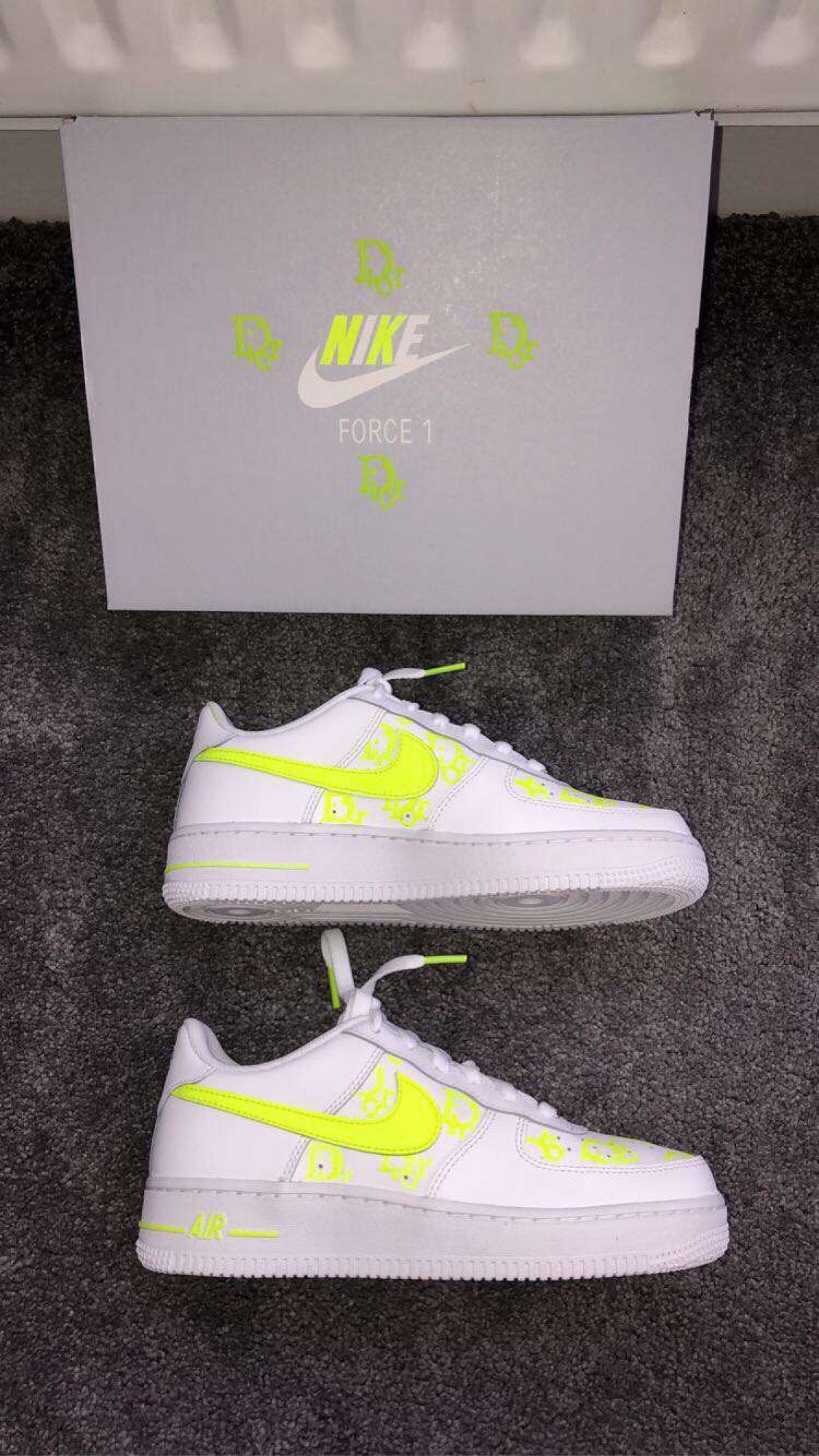 Neon Yellow Dior AF1 s Customkickz uk