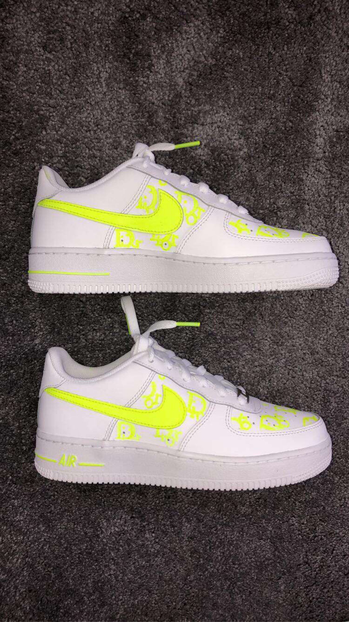 Neon Yellow Dior AF1 s Customkickz uk