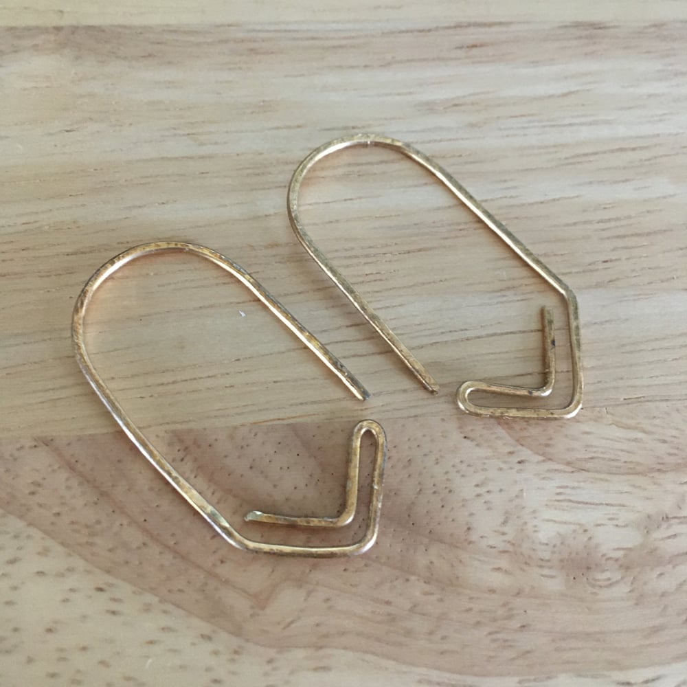 Image of Chevron Hammered Brass Hoops
