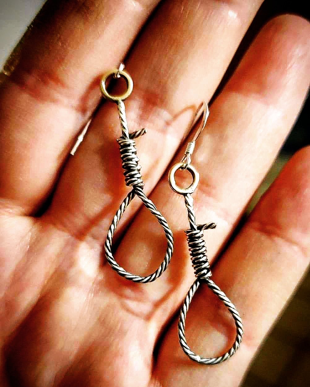 Tiny Hangman's Noose earrings