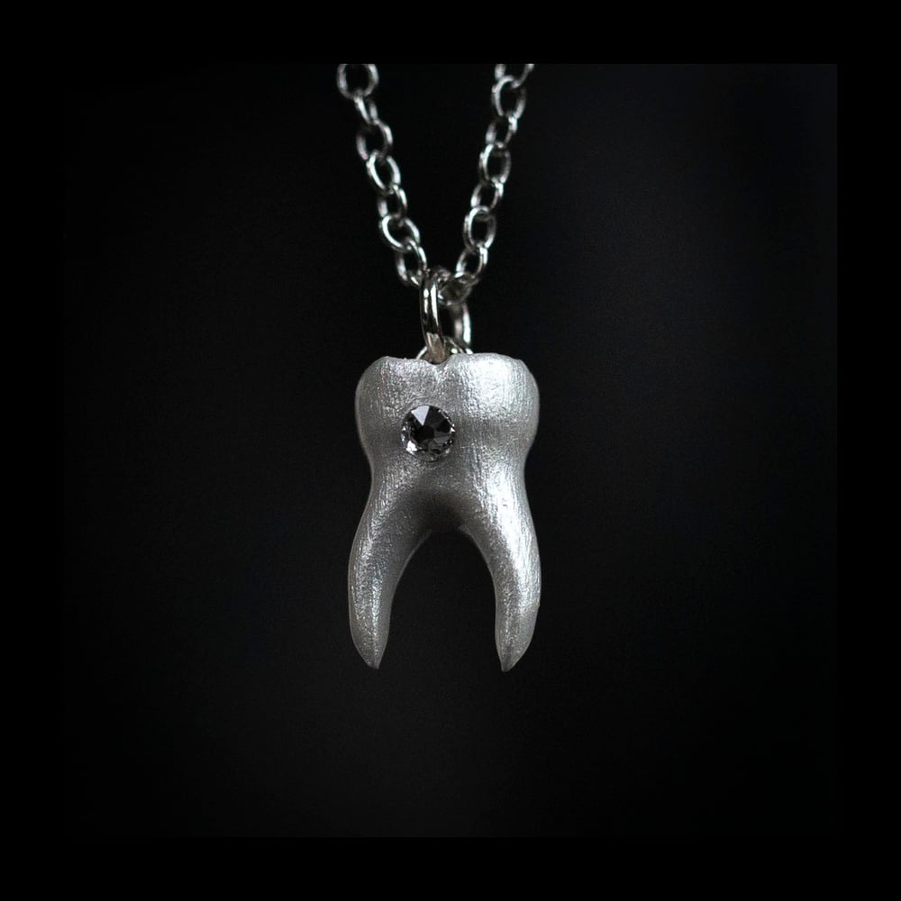 PRE-ORDER: Coffee Stained 3-Root Tooth Necklace on Copper Chain