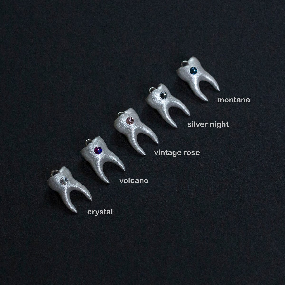 PRE-ORDER: Swarovski Tooth Gem 2-Root Molar Earrings in Pearl