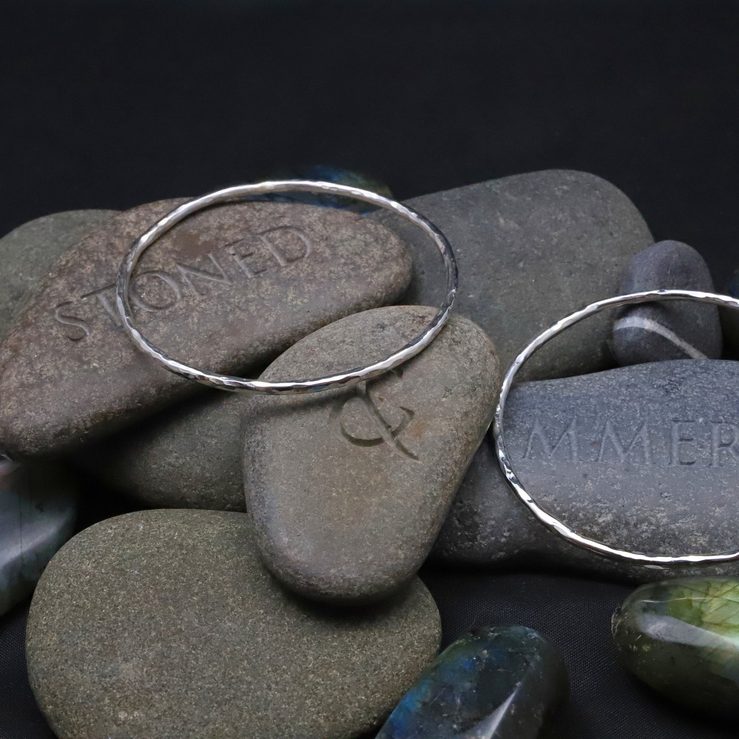 Image of Simple Hammered Bangle- silver