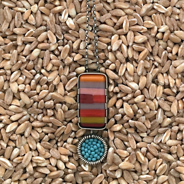 Image of Exclamation Fused Glass Necklace in Retro