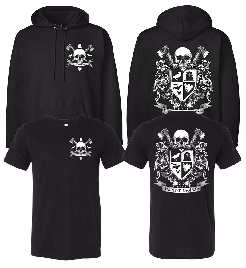 Image of Haunted Saginaw Crest T-shirt and Pullover Hoodie Combo