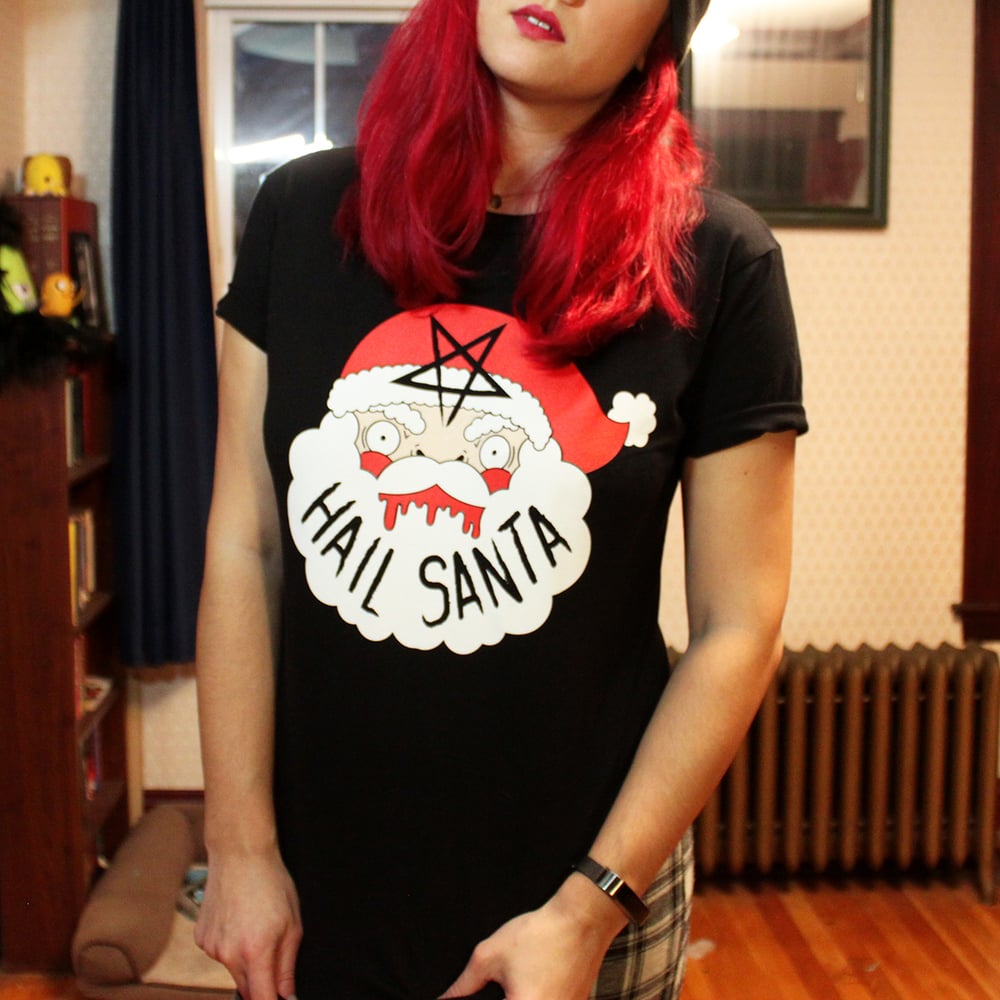 Image of Hail Santa Black T-shirt