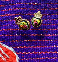 Image 1 of Hand-painted sagrado corazon earrings