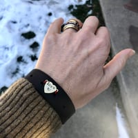 Image 2 of Thin leather cuff with brass heart