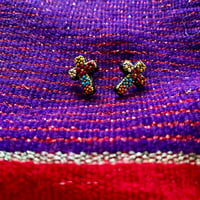 Image 1 of Flower power cross earrings