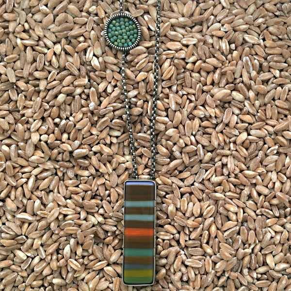 Image of Vertical Fused Glass Layering Necklace in Forest