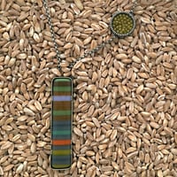 Image 2 of Slim Vertical Fused Glass Necklace in Forest