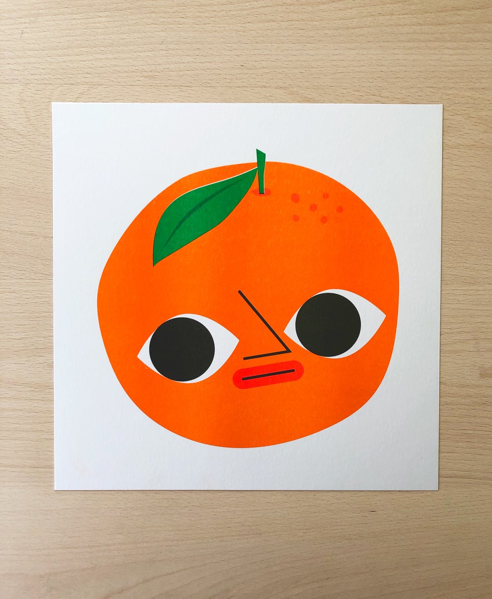 Image of Orange boi - 254mm square risograph print