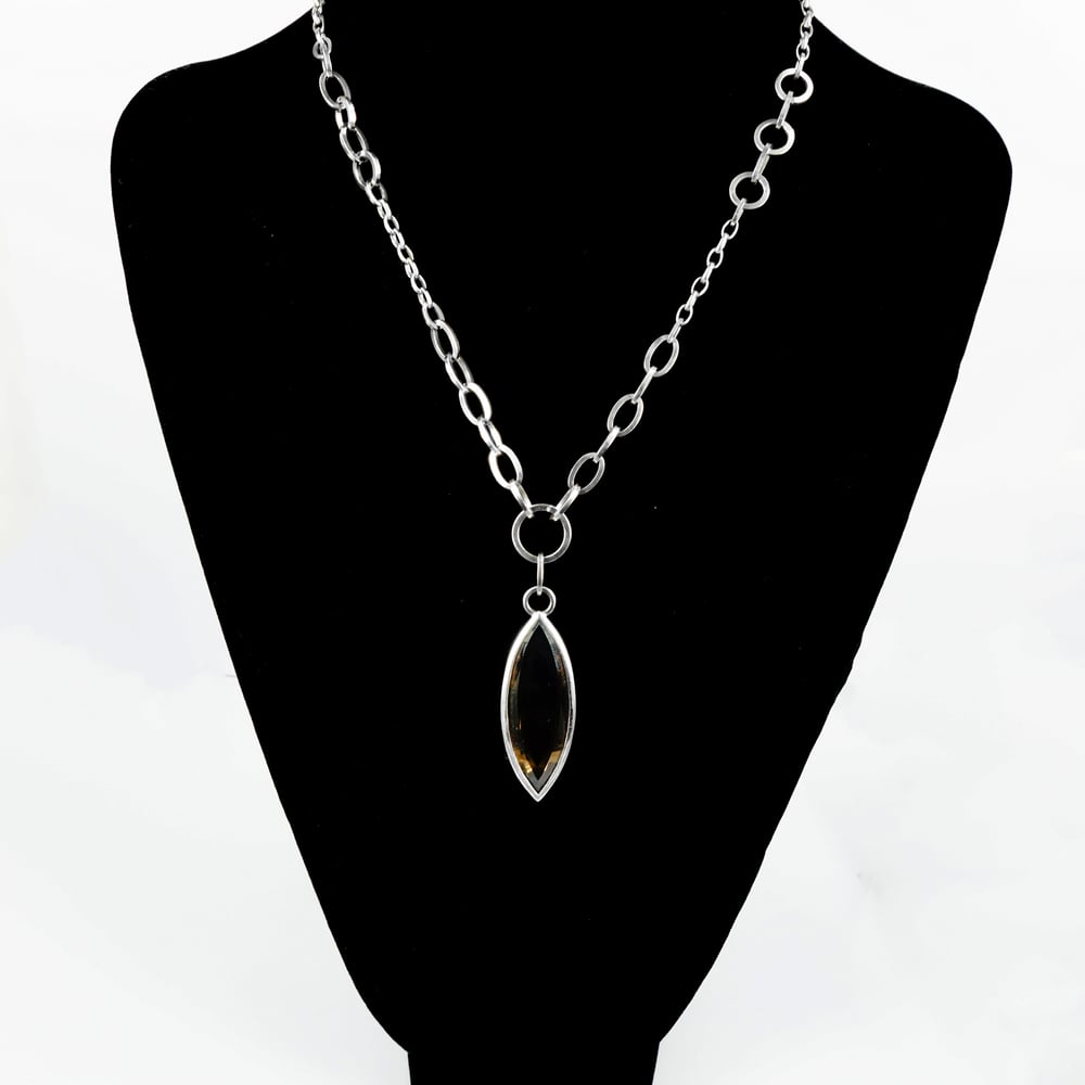 Image of Sterling silver + smokey quartz statement necklace. NL16