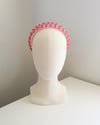 TRIPLE STRAND BEAD AND MESH CROWN : PINK / RED