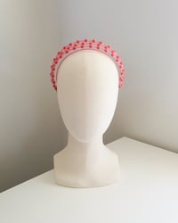 Image 3 of TRIPLE STRAND BEAD AND MESH CROWN : PINK / RED