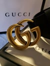 Gucci Marmont Double GG Gold Tone Black Leather Belt 