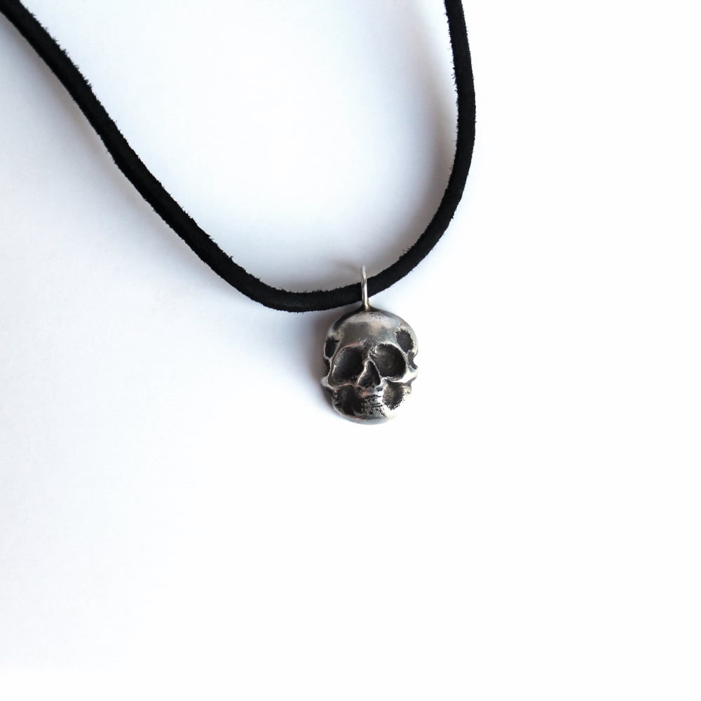 Sterling Silver Skull Leather Choker