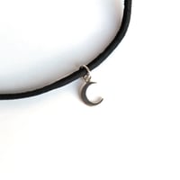 Image 2 of Sterling Silver Moon Leather Choker