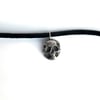 Sterling Silver Skull Leather Choker