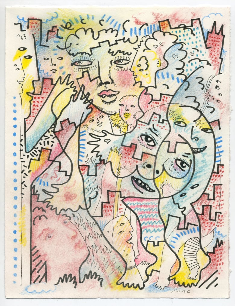 Image of "Running Into Friends" original work on paper