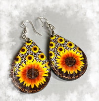 Image 3 of Sunflower Tear Drop Shaped Earrings 