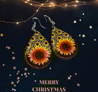 Image 2 of Sunflower Tear Drop Shaped Earrings 