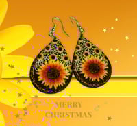 Image 4 of Sunflower Tear Drop Shaped Earrings 