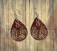 Stitched Leather and Leopard Look Earrings 