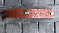 Image 3 of Scalloped leather cuff/turquoise 