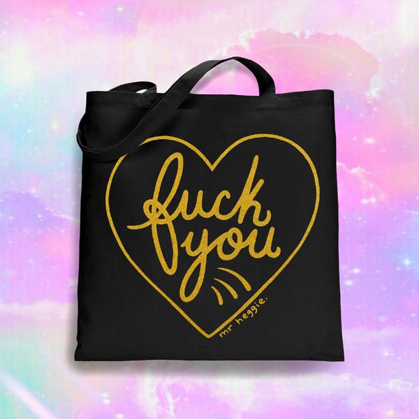 Image of The gold fuck you tote bag