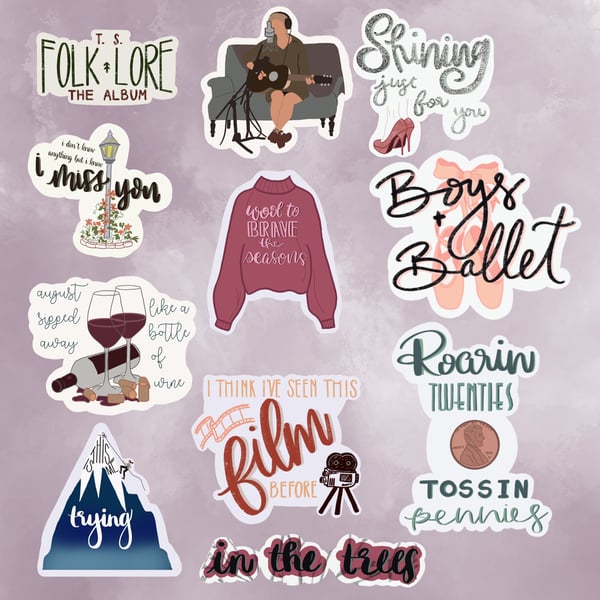 Image of Taylor Swift folklore sticker pack
