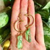 Green aura quartz moon earrings 