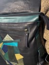 BsD Backpack Black Leather with leather remnant collage