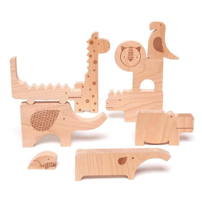 Petit Collage Safari Wooden Puzzle & Play Set