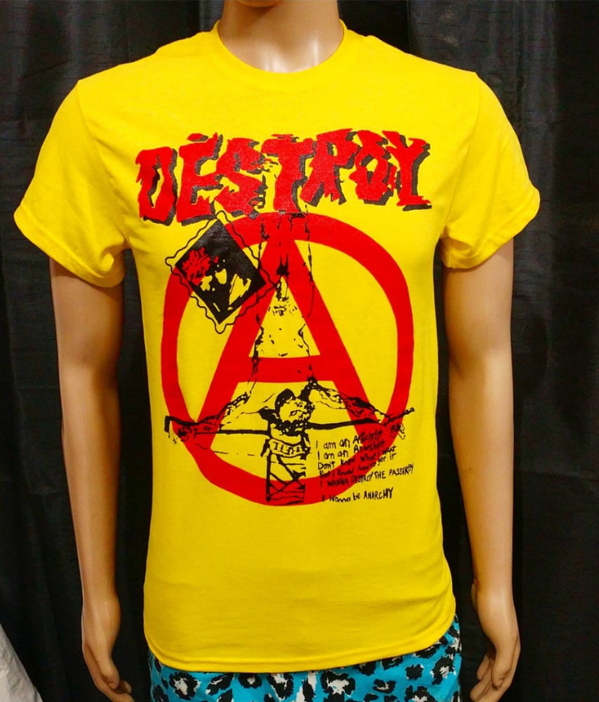 Image of Classic Seditionaries Destroy crucified jesus yellow tshirt