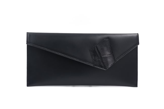 Crocodile ornament and black Envelope clutch