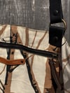 Waxed Army Green Canvas & Black Leather with Camo Interior Tote bag
