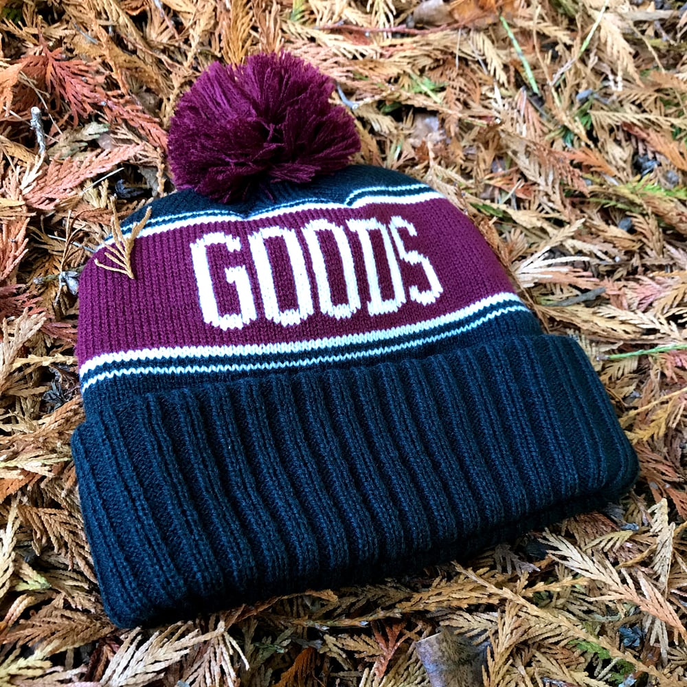 Image of Varsity Beanie : Crimson / Forest Green / White