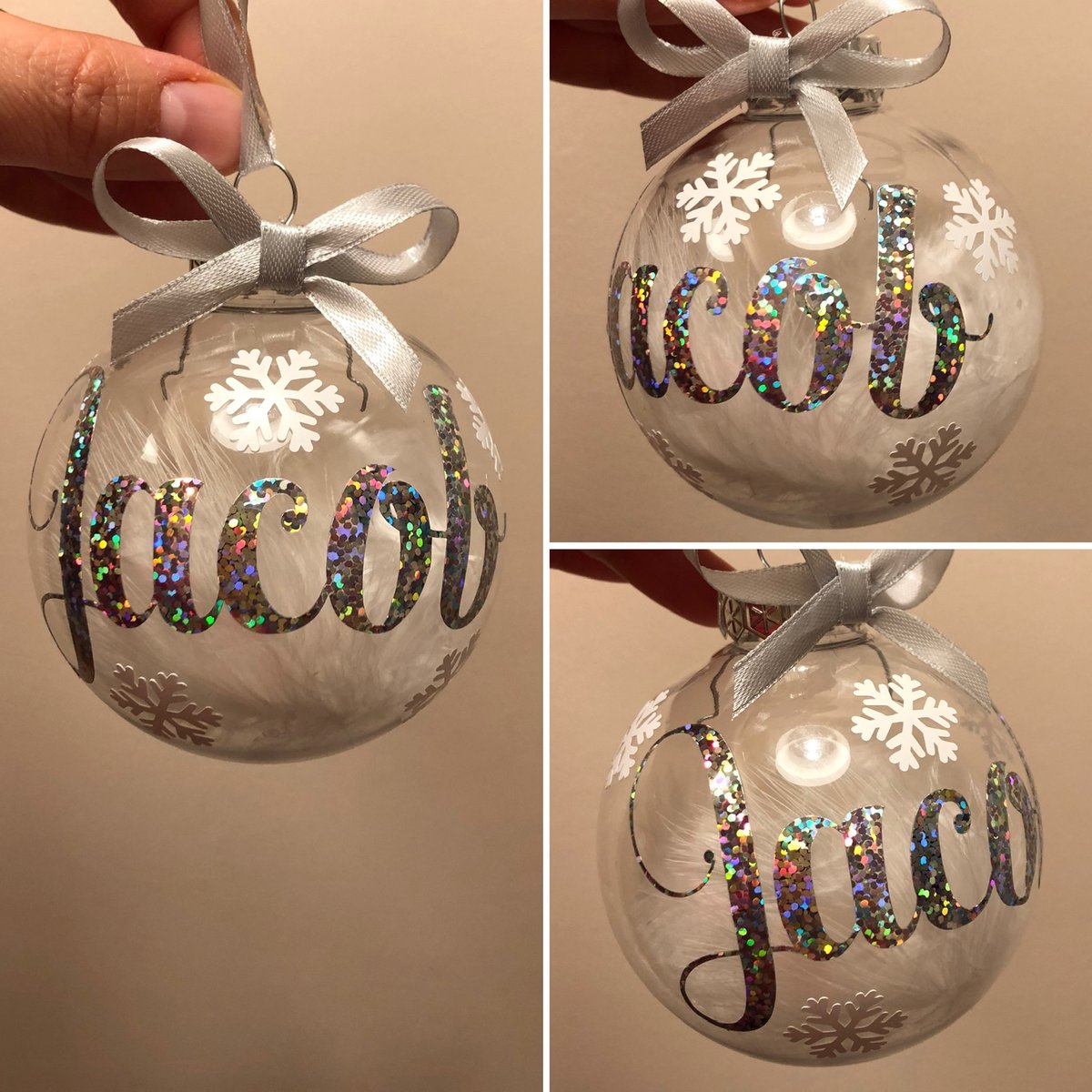 Image of Personalised Christmas Ornament Bauble (Shatterproof plastic) 8cm