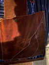Reclaimed Southwest-inspired Textile and Chestnut Brown Leather Totebag