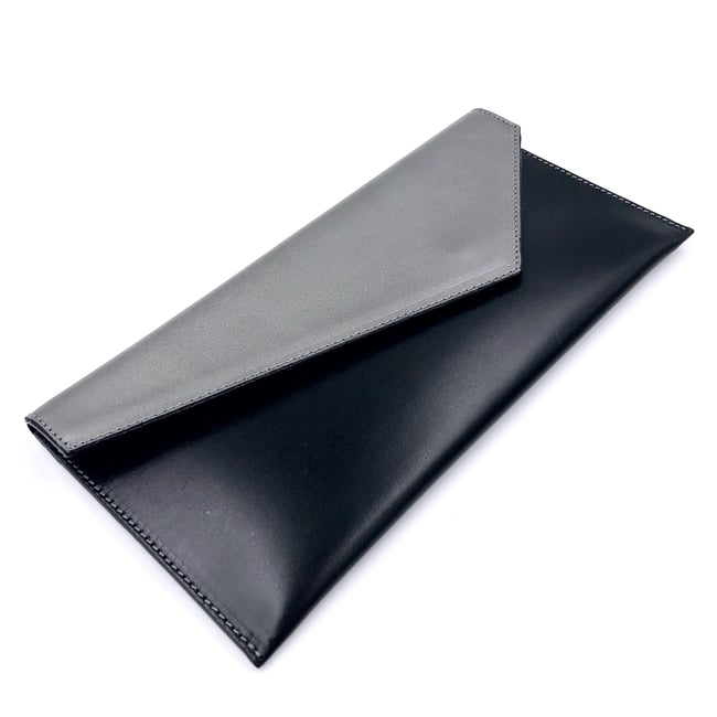 Metallic grey & black Envelope clutch