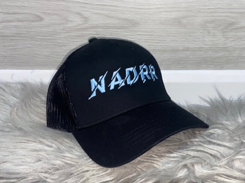 Image of  NADRR LOGO CAP BLACK/ BABY BLUE 