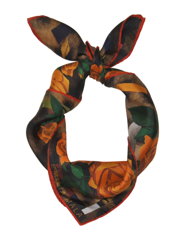 Image of Bengal Rose Silk Scarf / Orange