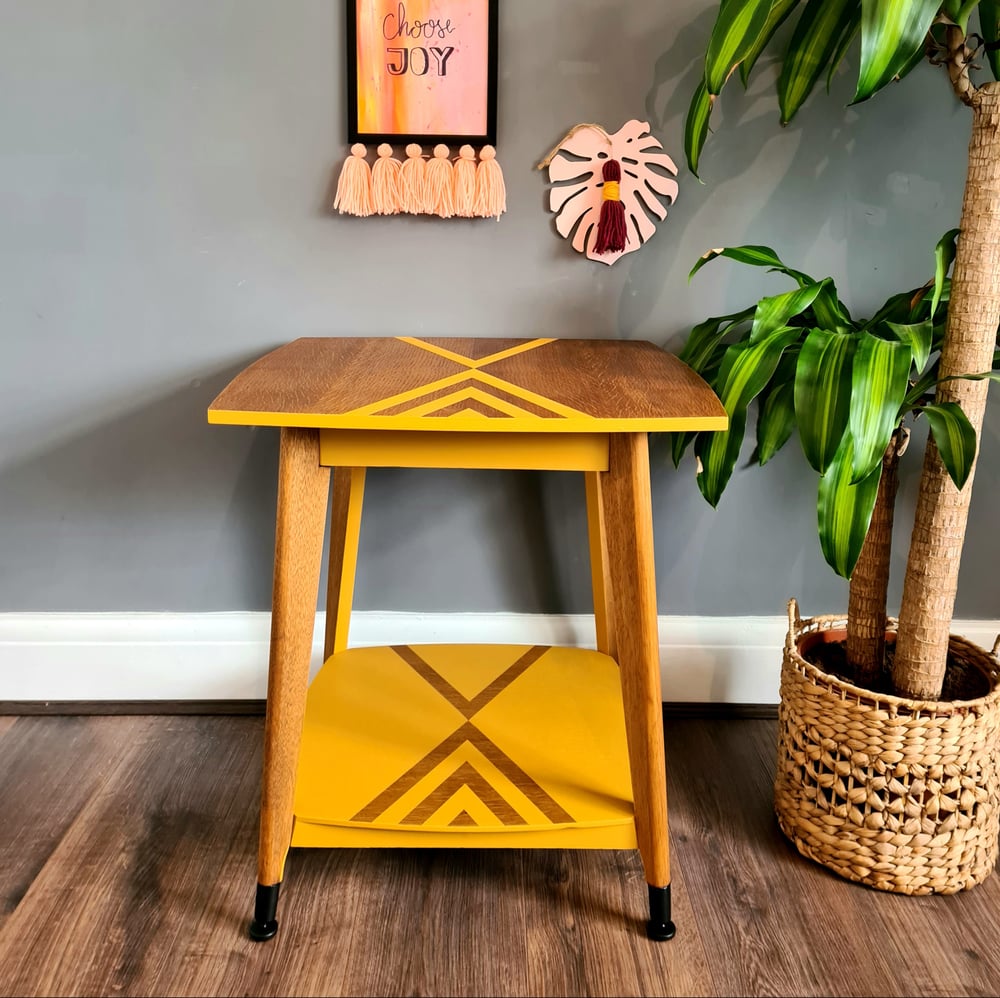 Image of Retro Vintage Yellow Geometric Table