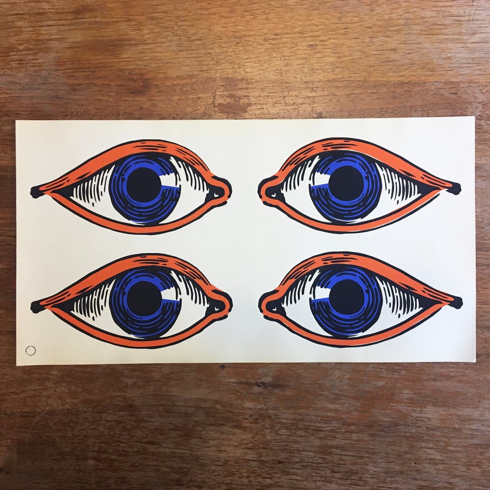 1960s Screen Printed Eyes Sticker Sheet